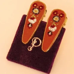 Powder Art Deco Hair Clips Tangerine