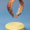 Powder Leopard Velvet Headband Coral/Teal