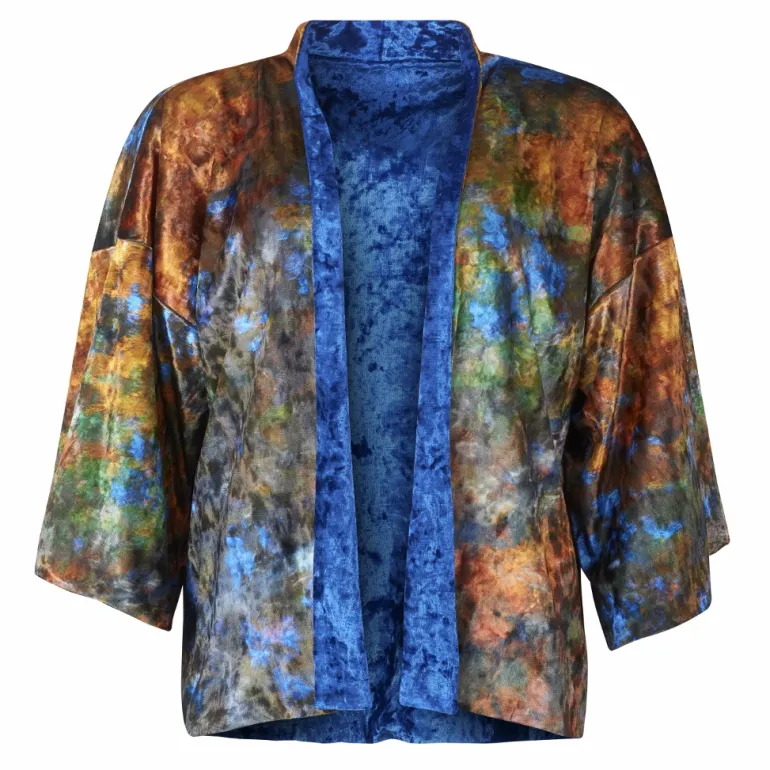 PRINTED VELVET REVERSIBLE KIMONO - BEECH TREE REFLECTIONS