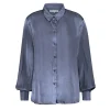 Red Button Beobie Satin Blouse Ice Blue