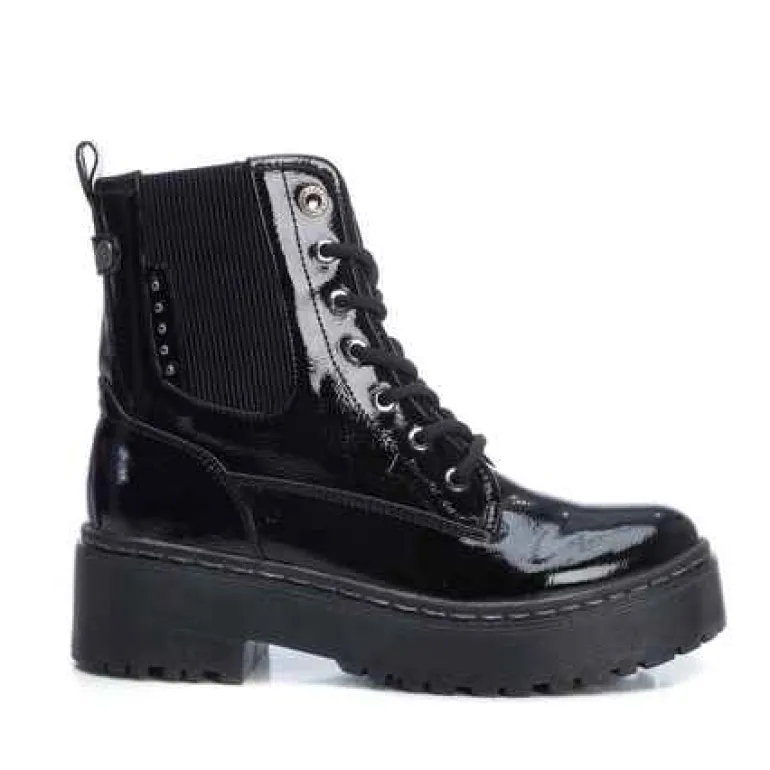 REFRESH BLACK PATENT ANKLE BOOT - VEGAN