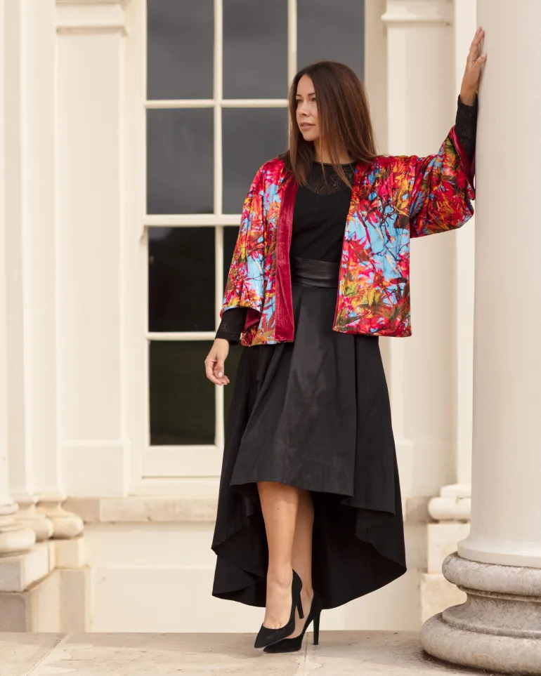 REVERSIBLE VELVET KIMONO - BLUE SKY ACER