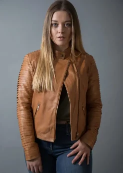 RINO & PELLE HESTIA LEATHER BIKER JACKET COGNAC