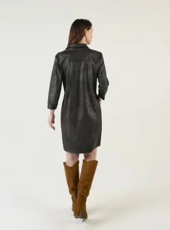 Sandwich Coated Dress Almost Black