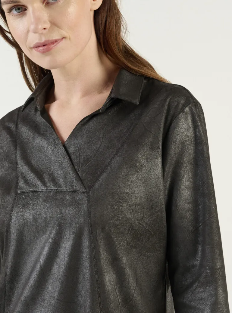 Sandwich Coated Dress Almost Black