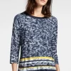 Sandwich Long Sleeve Printed Top Navy