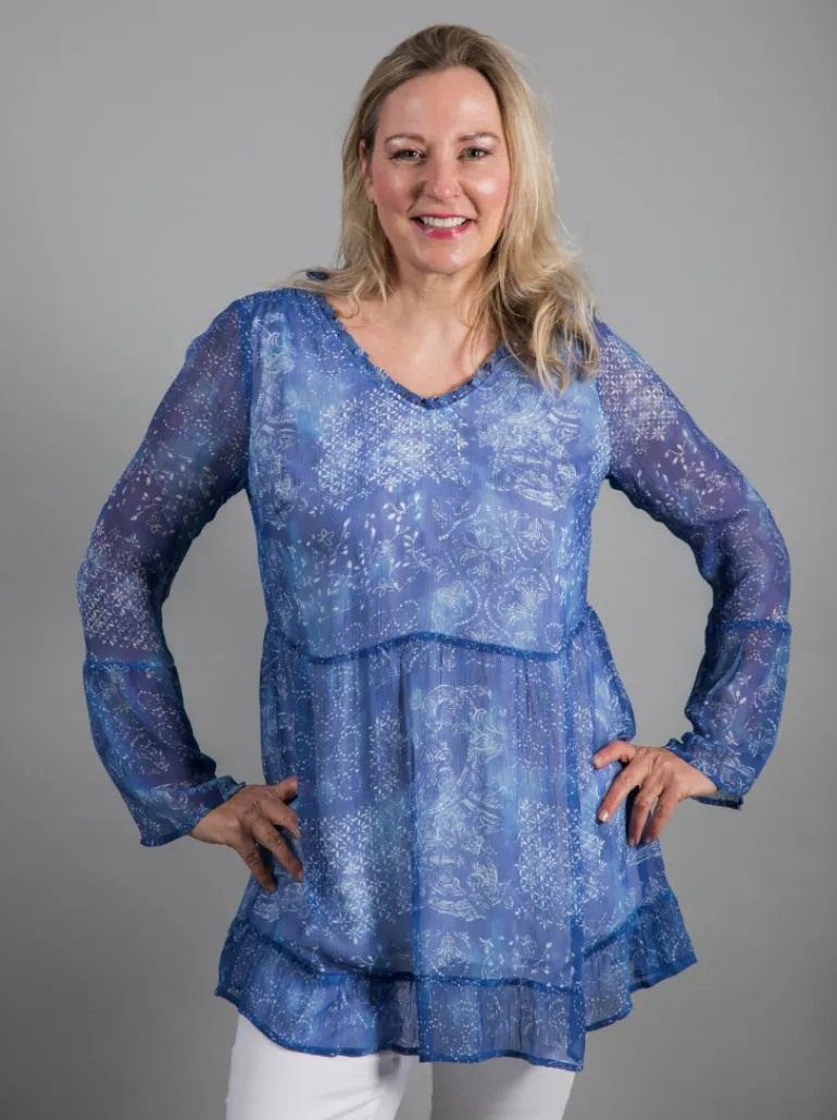 SIMCLAN LONG PRINTED TUNIC BLOUSE
