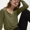 SOAKED IN LUXURY COLUMBINE V-NECK MILITARY OLIVE