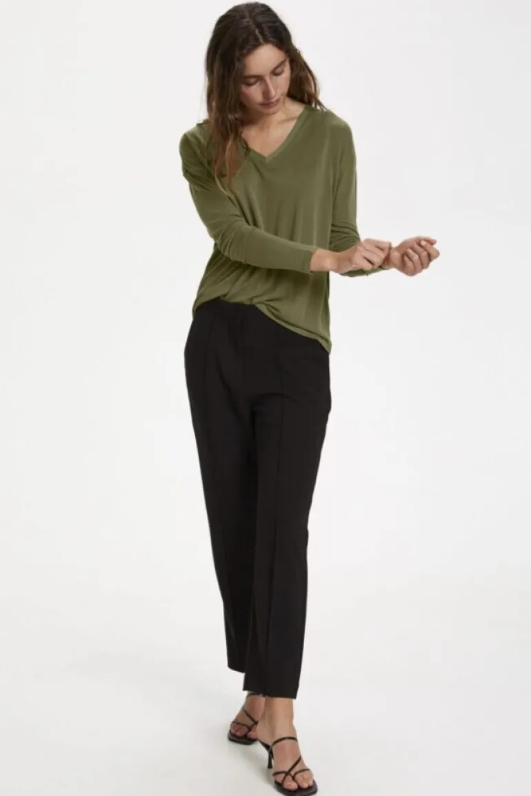 SOAKED IN LUXURY COLUMBINE V-NECK MILITARY OLIVE