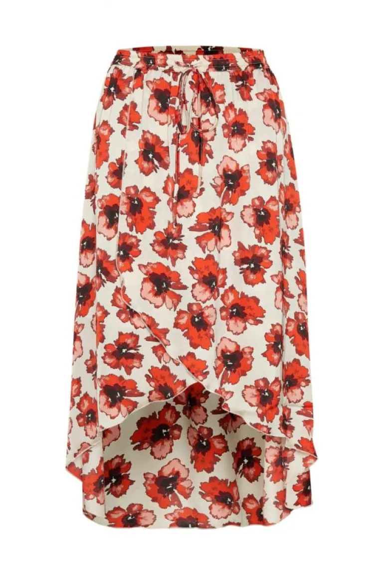 SOAKED IN LUXURY ISABETH FLORAL SKIRT ANTIQUE WHITE & ORANGE