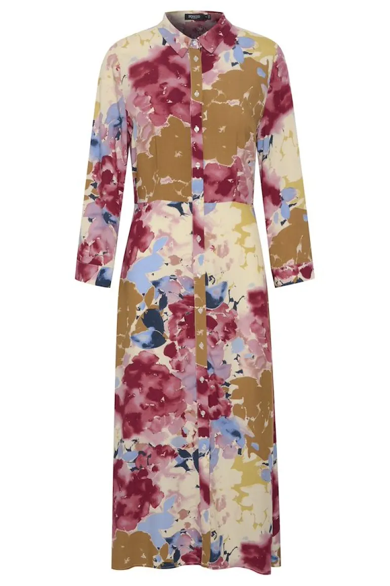 Soaked in Luxury Violetta Shirt Dress Pink Watercolour Print