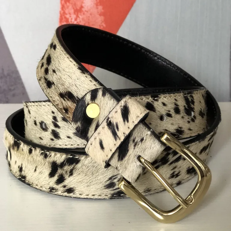 SPOTTY HAIR ON HIDE WOMEN'S BELT
