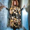 Thanny Abito Velvet Floral Dress Black