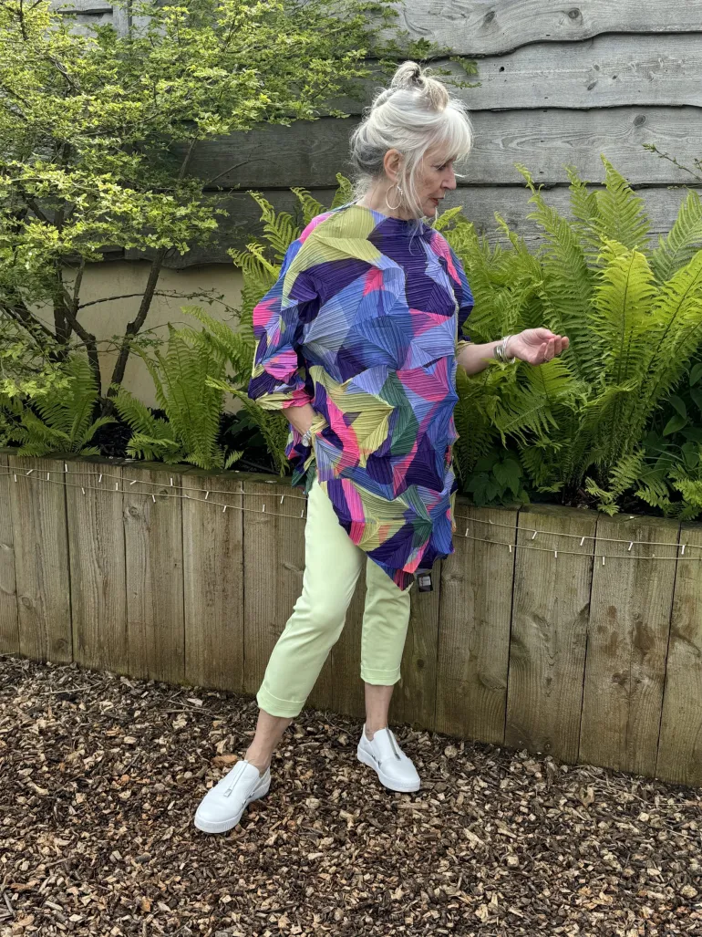 Thanny Oversized Plissé Tunic Lime/Lilac