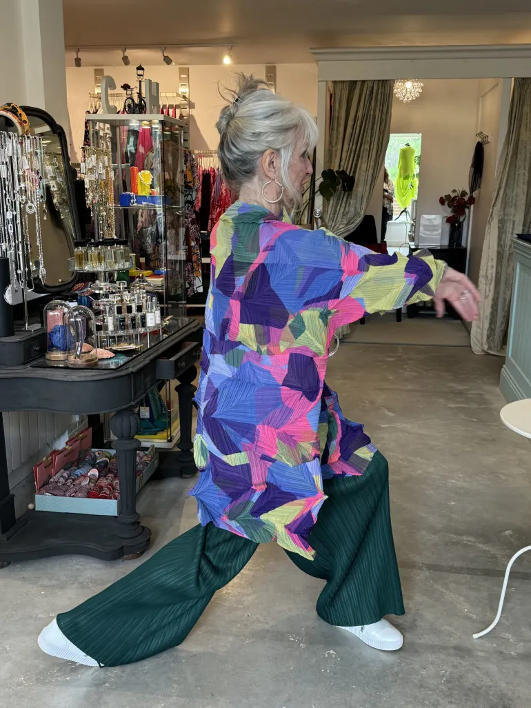 Thanny Oversized Plissé Tunic Lime/Lilac
