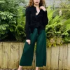 Thanny Plissé Cropped Trousers Green