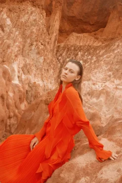 Thanny Plissé Jacket Orange