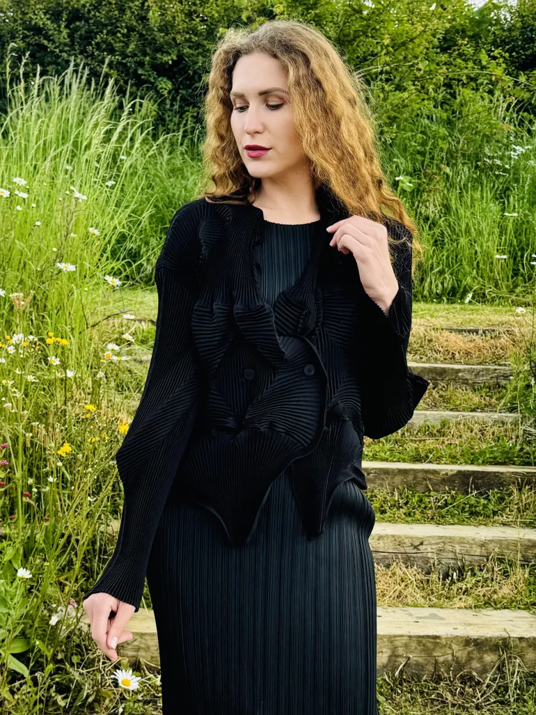 Thanny Short Plissé Jacket Black