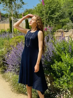Thanny Sleeveless Plissé Dress Royal Blue