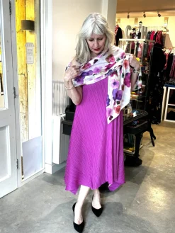 Thanny Sleeveless Plissé Midi Dress Fuchsia