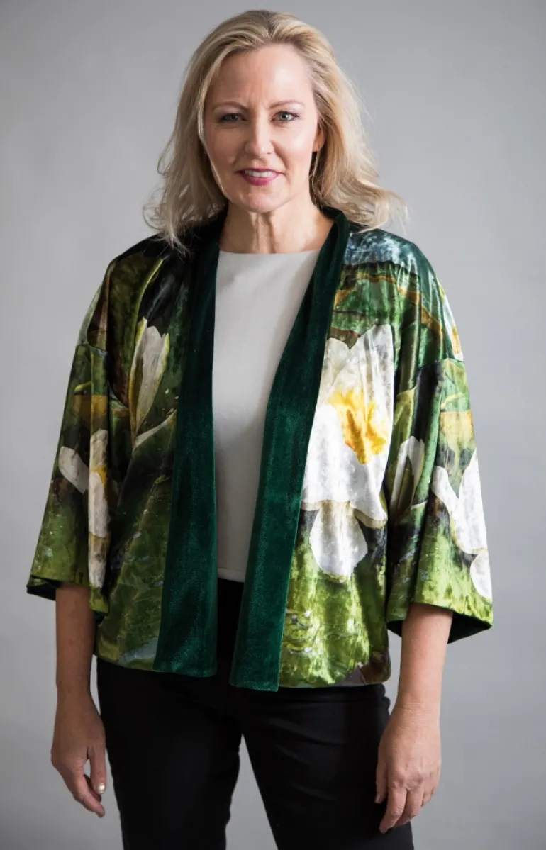 VELVET REVERSIBLE KIMONO - WATERLILY