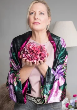 VELVET REVERSIBLE KIMONO - HYDRANGEA