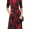 WRAP-STYLE GEO PRINTED DRESS RED