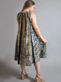 YAVI SILK CHIFFON DRESS BLUE