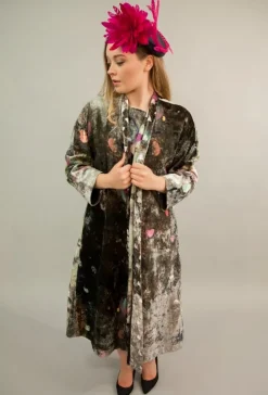 YAVI SILK VELVET ANJALI COAT - 115CM