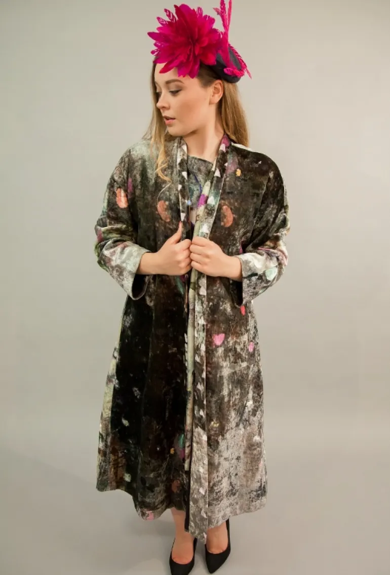 YAVI SILK VELVET ANJALI COAT - 100CM