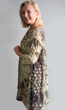 YAVI SILK VELVET DRESS CHEVRON