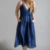 YAVI SLIP SILK DRESS BLUE